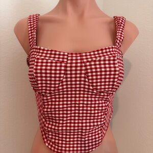 Red and White Gingham Crop Top